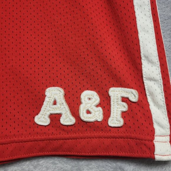 Abercrombie & Fitch Shorts Mens Medium Red Mesh Gym Athletic Basketball Y2K - Picture 3 of 10